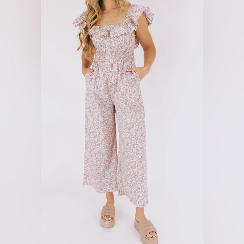 LAST CHANCE NWOT Mable x Anthropologie Garden Party Cropped Jumpsuit Size Large